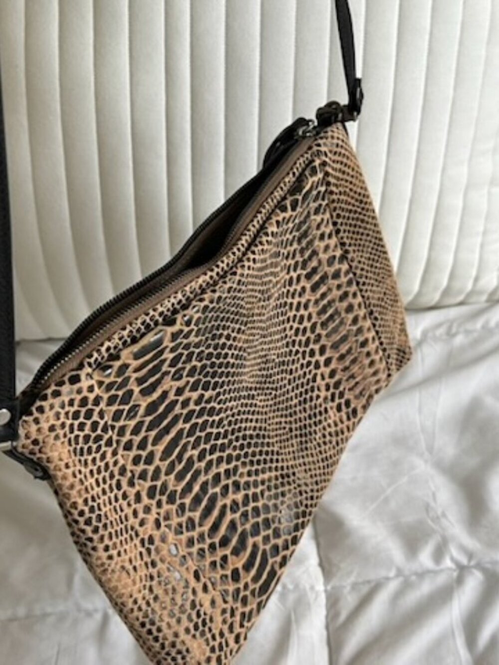 Rough & Tuble Large Marsden in Brown Destroyed Soft Snake Leather, Black Strap - Picture 10 of 10